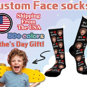 Fathers Day Socks,Custom Face Socks,Personalized Socks,Funny Faces on Socks,I love Dad Socks Gift,Custom Father&#39;s Day Gift,Birthday Socks
