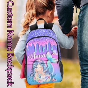 Custom Cute Backpack with Name,Personalized text School Bag,Back to School Gift for Girl ,Custom Travel Backpack,Mermaid Butterfly Backpack
