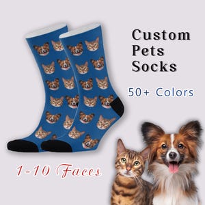 Calzini personalizzati con la faccia di un animale domestico, calzini personalizzati con foto di un animale domestico, facce buffe sui calzini, regalo personalizzato per lui e per lei, calzini da festa per papà di cani/gatti