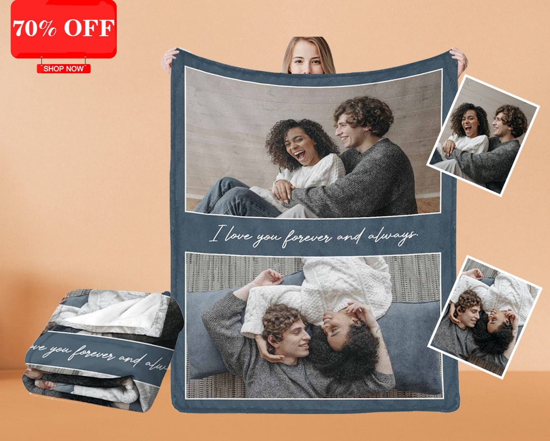 Custom Blanket With Photos Text Personalized Picture Blanket Etsy