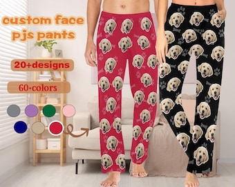 Custom Photo Pajama Pants,Personalized Face Couple Pants,Pet Pj Pants,Dog Pj Trousers,Pajama Pants for Women Men,Pajama Party,Birthday Gift
