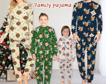 Custom Christmas Pajamas, Customize Family Photo Sleepwear, Family Party Jams, Party Pyjamas with Picture, Kids Pjs, Nighty Gift for Him/Her