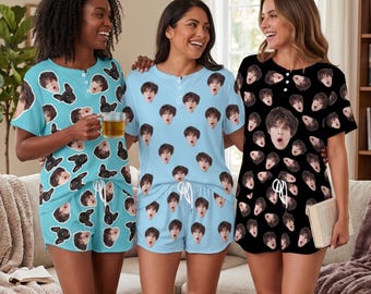 Set pigiama personalizzato con foto, pigiama personalizzato con foto, regalo di compleanno/festa della mamma