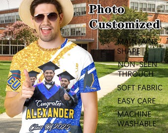 Custom Photo Proud Graduation T-ShirtPersonalized Photo T-Shirt for Men,All Over Print Shirt,Picture Shirts,Gift for Him,Graduation Gift