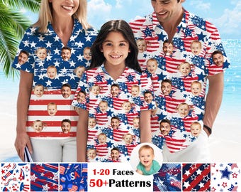 Camisa hawaiana personalizada con foto: Camisa patriótica con foto del 4 de julio, regalo del 250 aniversario de EE. UU.