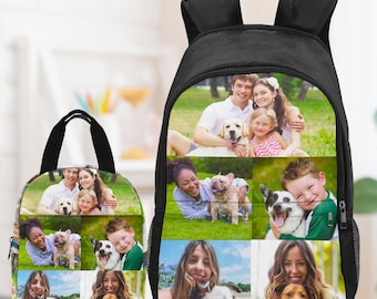 Custom Photo Backpack & Lunch Bag Set: Personalized Travel Bookbag