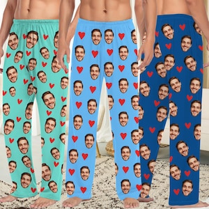 Personalized Face Pajama Pant:Custom Photo long sleep PJS for couple,Gift for Dad