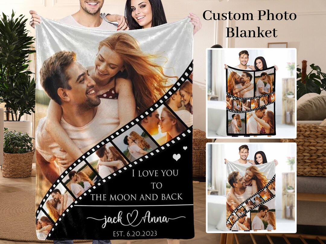 Customized Couple Family Photo Text Blanket,custom Blankets for