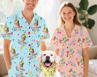 Custom Birthday Pajamas set: Personalized Family gift Face PJs,Gift for Dad