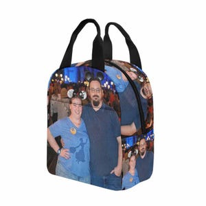 Lonchera personalizada con foto de pareja: bolsa térmica, ideal para la vuelta al cole o como regalo de animadoras. imagen 9