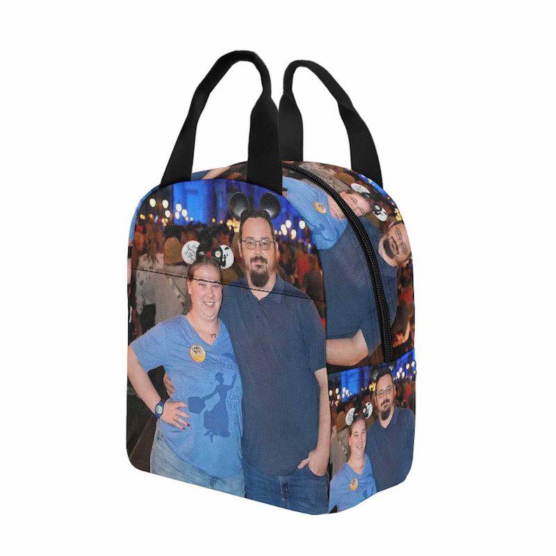 Lonchera personalizada con foto de pareja: bolsa térmica, ideal para la vuelta al cole o como regalo de animadoras. imagen 9