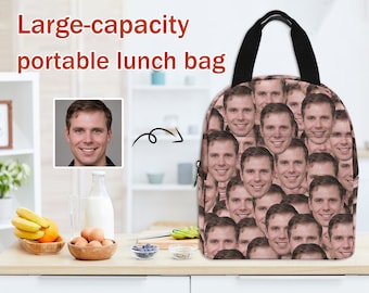 Personalized Face Lunch Tote: Insulated Custom Cooler Bag,Father's Day gift