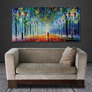 Wand Leinwand Kunst Malerei Poster abstrakte bunte Baum-lined Trails Paare Regenschirm Bilder Druck Dekoration für Wohnzimmer