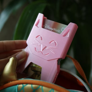 MANO Wallet™ Cute Funny Kitten Cat Tarjeta de crédito ID Estuche rígido Organizador - Tamaño delgado o completo (con capacidad para 10 o 20 tarjetas) - Seda rosa