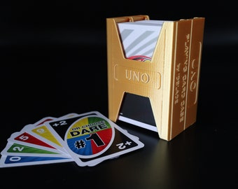 Card Game Deck Holder Hard Case, Fits UNO Cards- IDBLADE - Gold Silk
