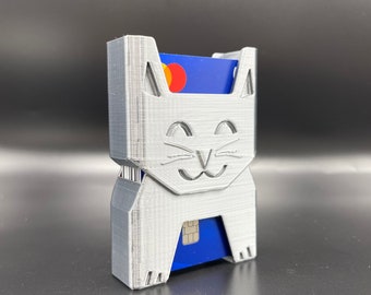 MANO Wallet™ Cute Funny Kitten Cat Credit Card ID Hard Case Holder Organizer- Full or Slim Size (holds up to 20 or 10 cards) - SILVER