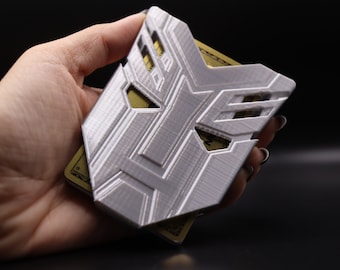 Slim Hard Case Wallet – Autobots Credit Card & ID Holder – Fits Up to 10 Cards – Silver Edition – MANO Wallet by IDBLADE