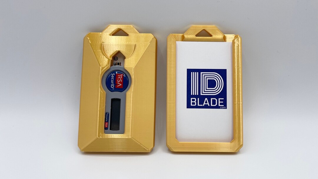 RSA Token Triple Badge Holder - Black 3D Printed ID Badge Holder With Secure Token Slot