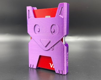 MANO Wallet™ Cute Funny Puppy Dog Credit Card ID Hard Case Holder Organizer- Slim Size (holds up to 10 cards) - Purple Silk