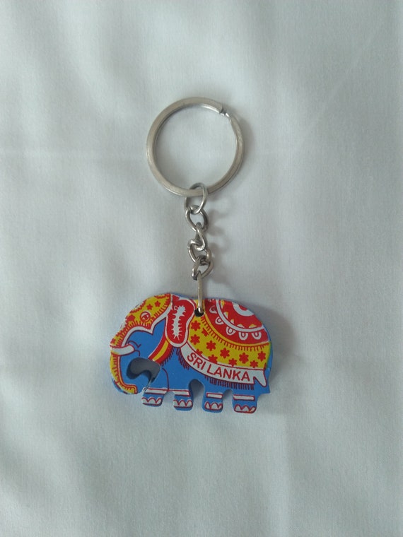 keychain Sri Lankan Elephants Souvenir Handmade Wood Key Tag keychain Sri Lankan Elephants Souvenir Handmade Wood Key Tag