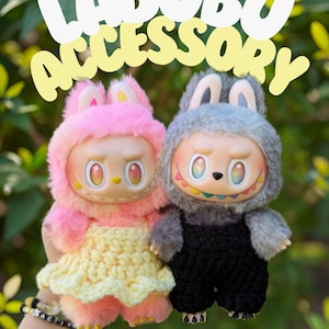Crochet Clothes for Labubu Dolls | Labubu Dress | Labubu crochet Overalls | Labubu Outfit Accessory | Doll Not Included