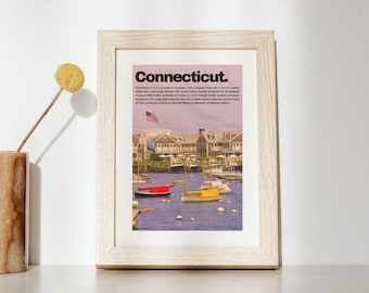 Connecticut (CT) Vintage Aesthetic State Print