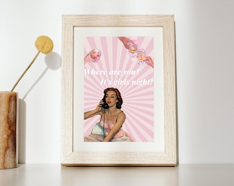 Retro Girls Night Print