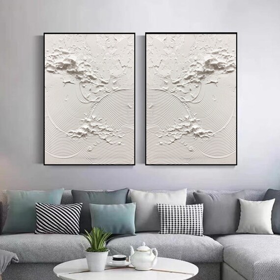 Large Abstract White Painting 3D White Textured Painting Etsy