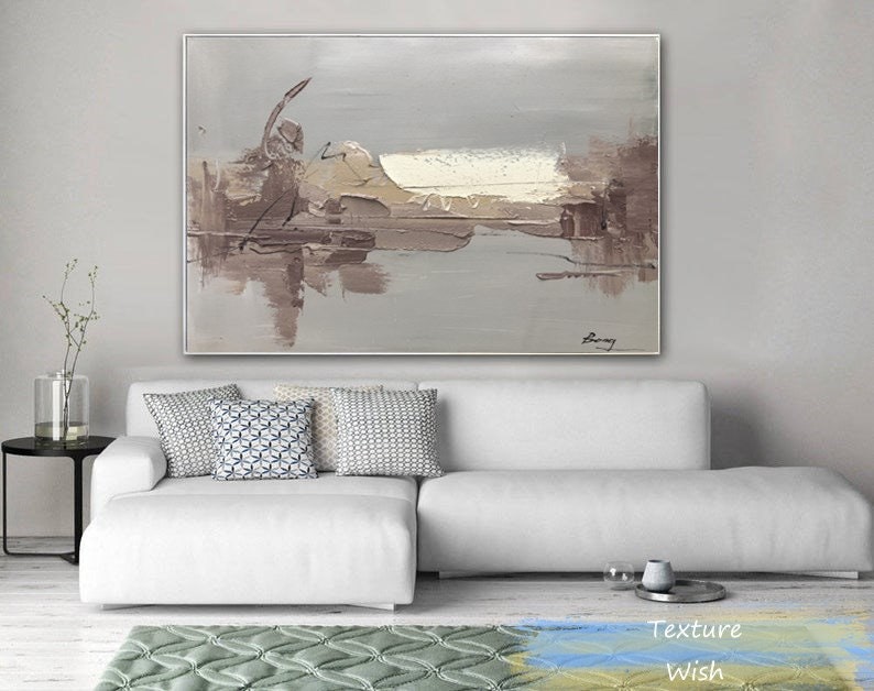 Extra Large Acrylic Abstract Painting Brown and Gray Painting Etsy