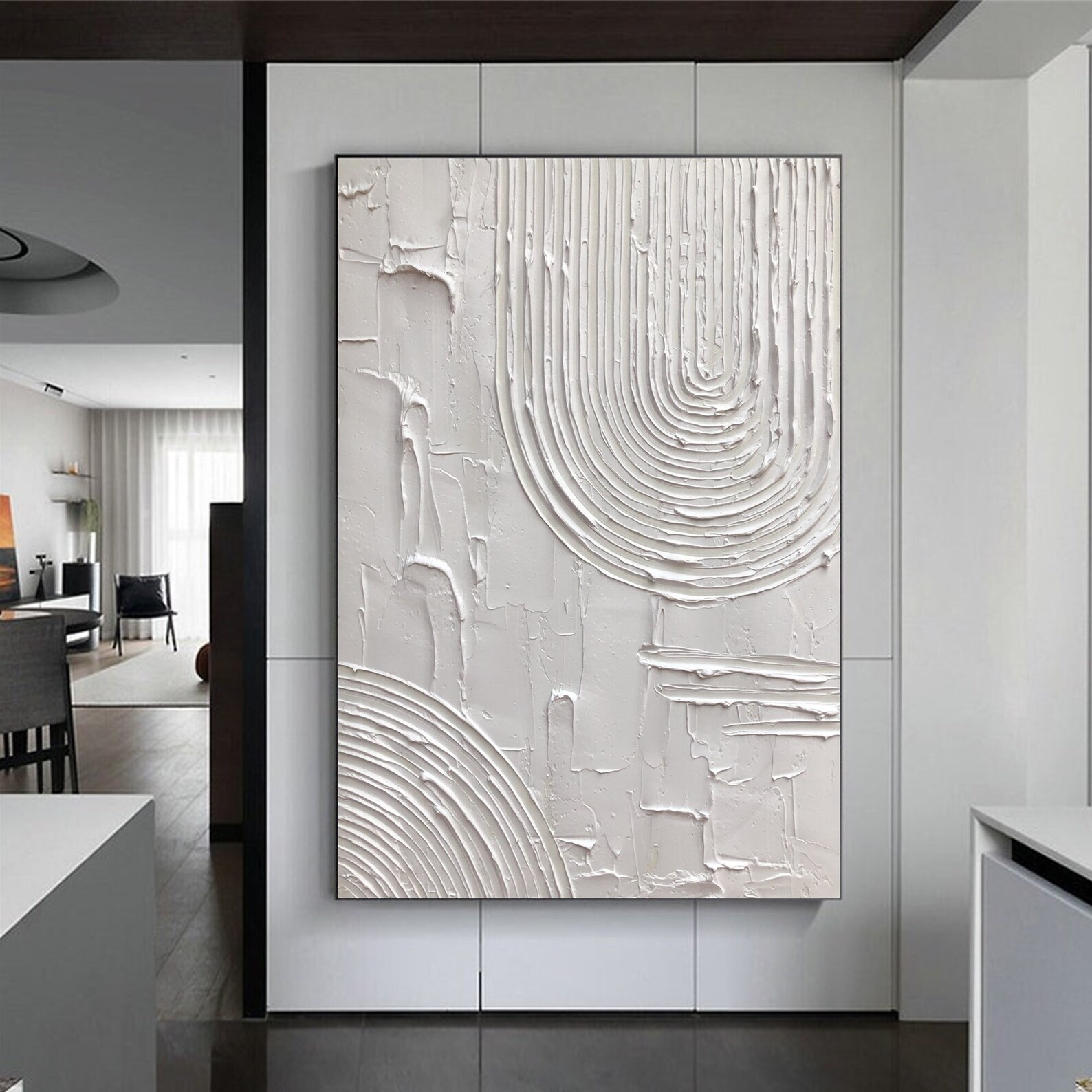 Large White Textured Wall Art White Abstract Painting Large Etsy UK