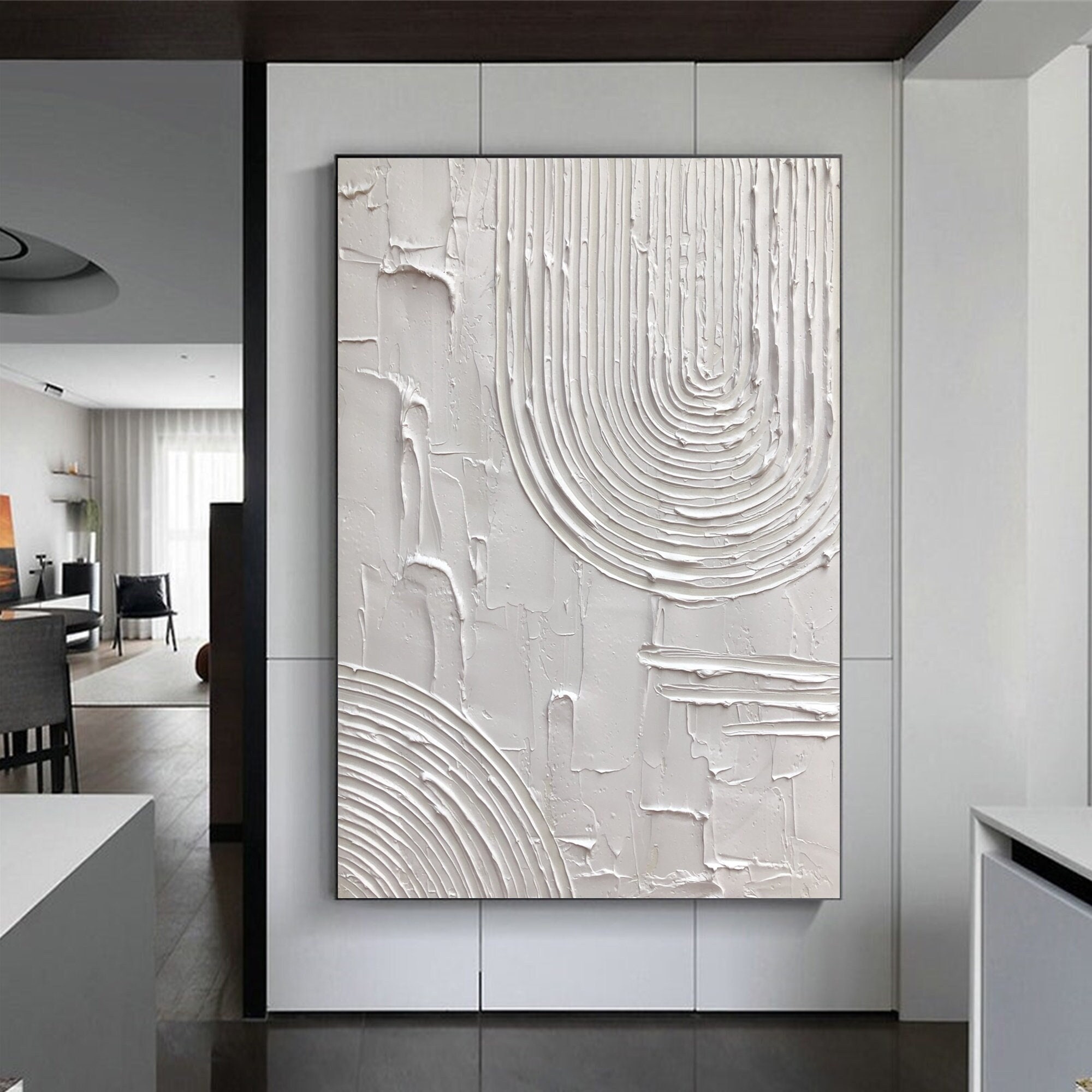 Large White Textured Wall Art White Abstract Painting Large - Etsy UK