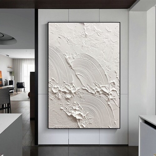 White Waves Abstract Painting White Wall Art White 3D Textured Etsy UK