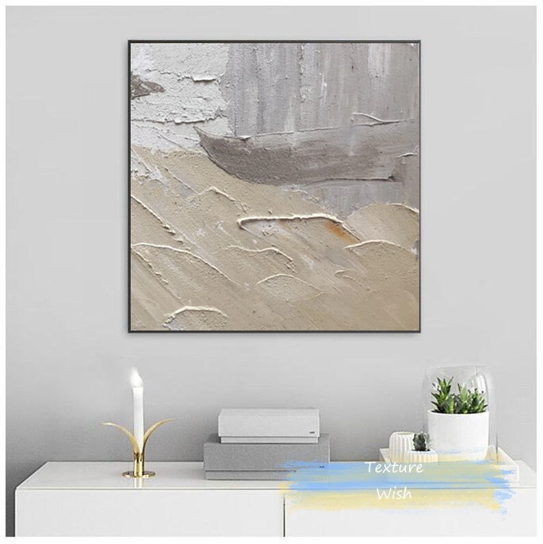 Original Gray Abstract Minimalist Art Painting White 3D Etsy