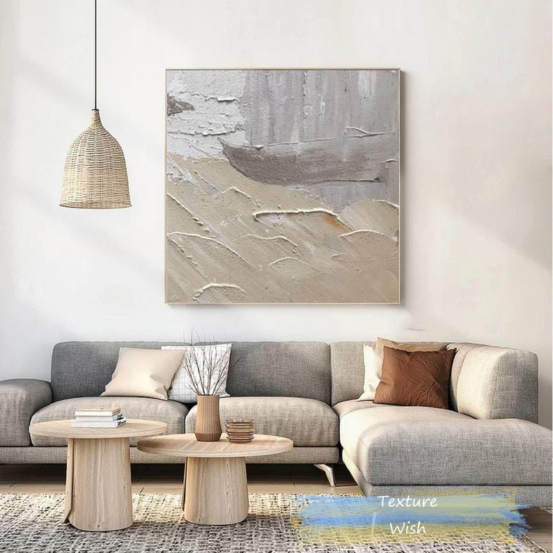 Original Gray Abstract Minimalist Art Painting White 3D Etsy