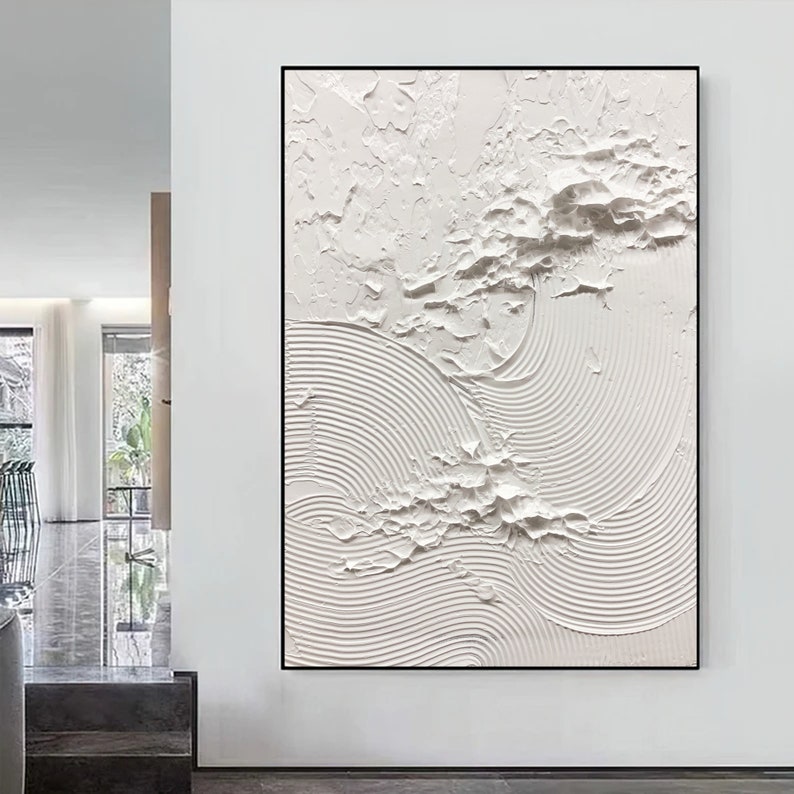 Large Abstract White Painting White Acrylic Painting Modern Etsy