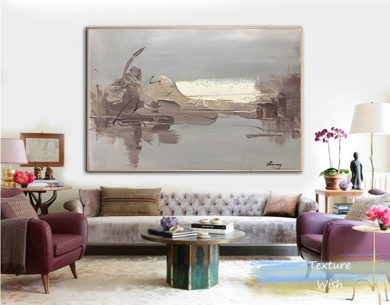 Extra Large Acrylic Abstract Painting Brown and Gray Painting Etsy