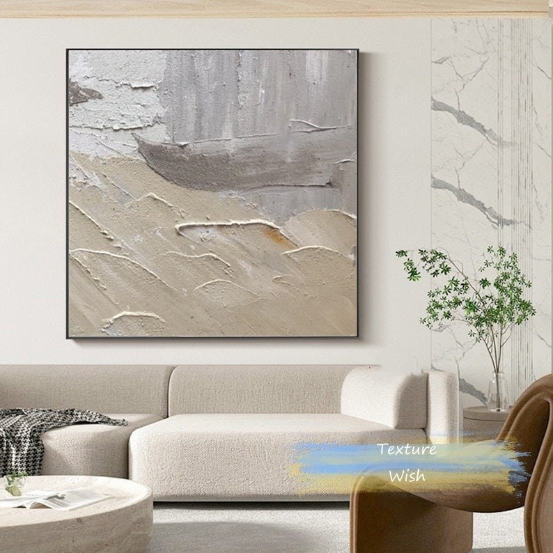 Original Gray Abstract Minimalist Art Painting White 3D Etsy