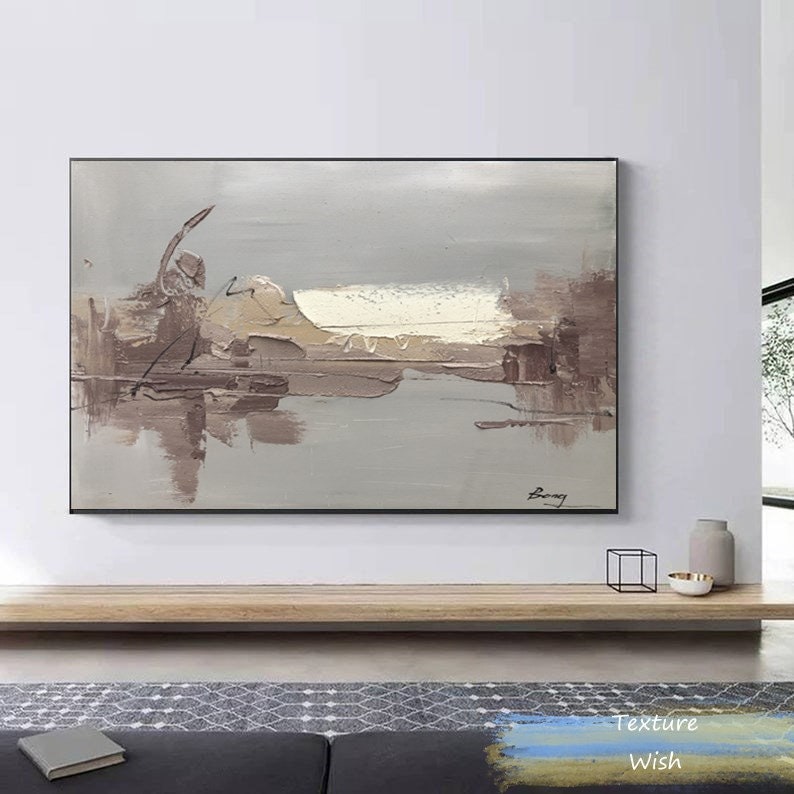 Extra Large Acrylic Abstract Painting Brown and Gray Painting Etsy