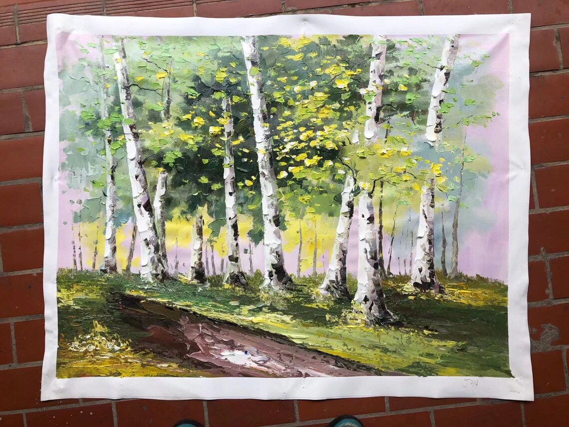 Birch tree oil paintingBirch Trees Oil Painting on Canvas Etsy