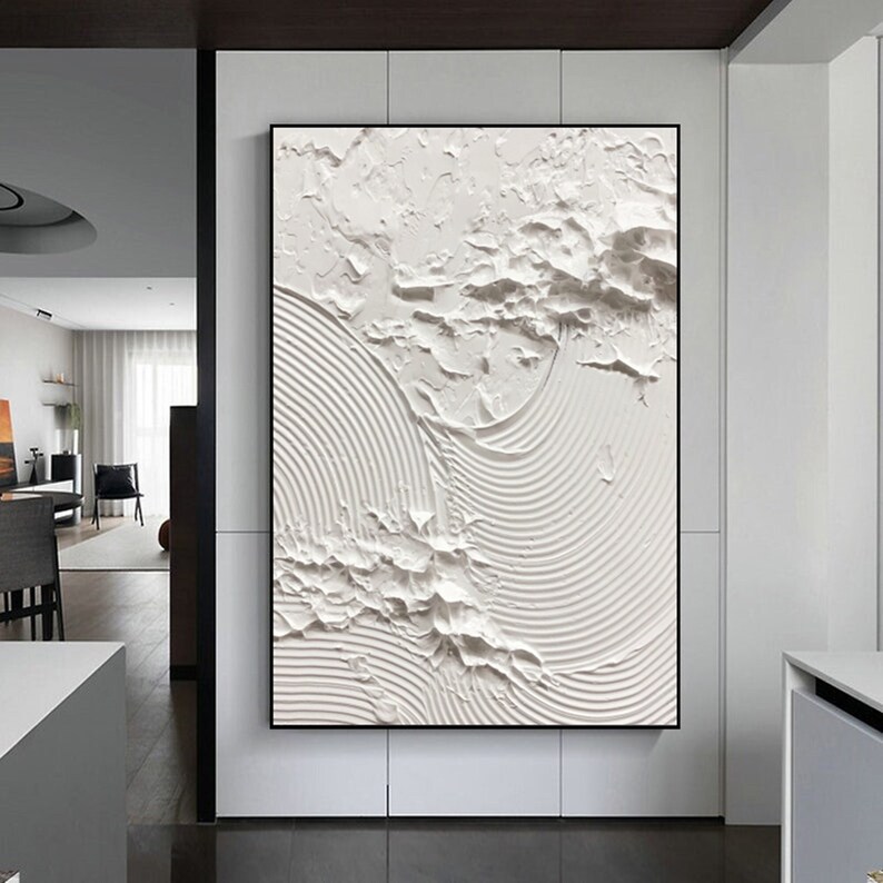 Large Abstract White Painting Home Decor 3D White Sea Waves Etsy