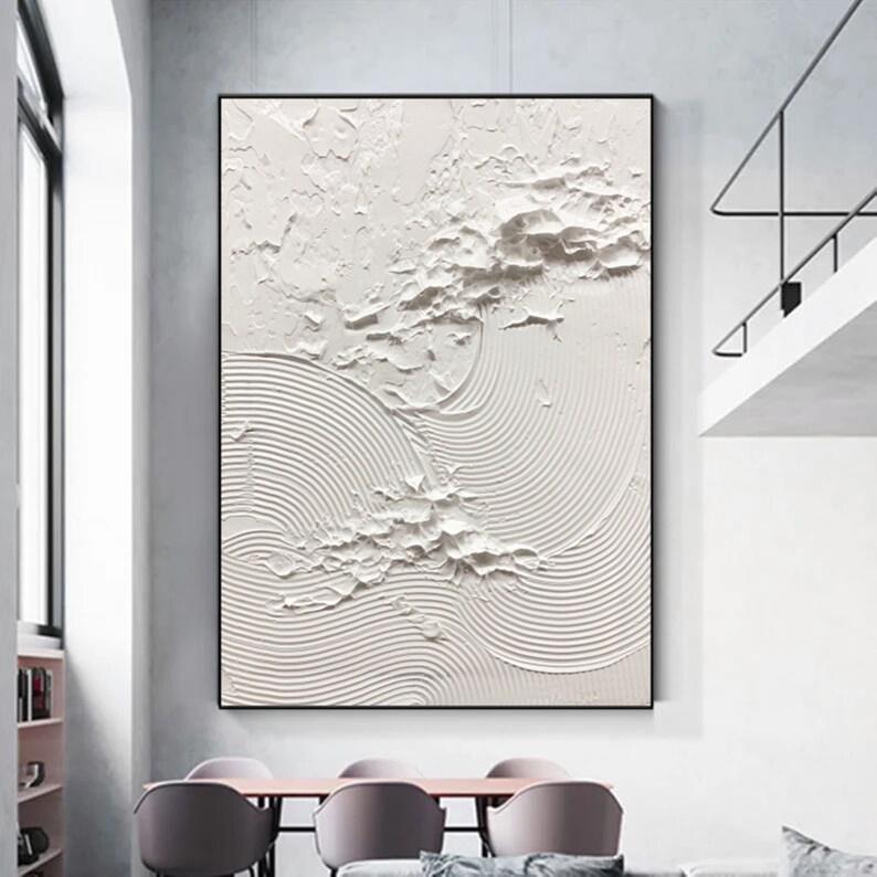 Large Abstract White Painting White Acrylic Painting Modern Etsy