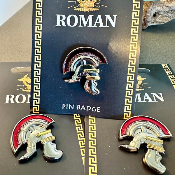 Roman Enamelled Centurion Helmet Pin Badge