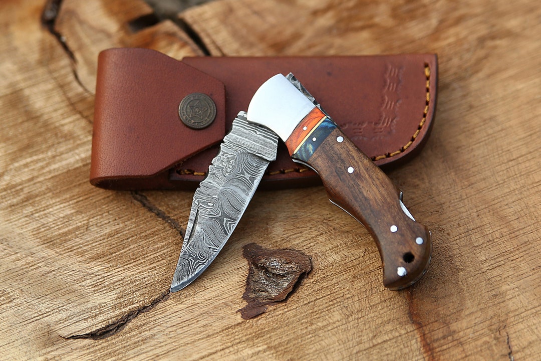 Thomas Damascus Knife Pocket Knife Handle Material: Rosewood Pure Handmade  Outdoor Camping Knives Xmas Gift For Man From E5201314, $32.49