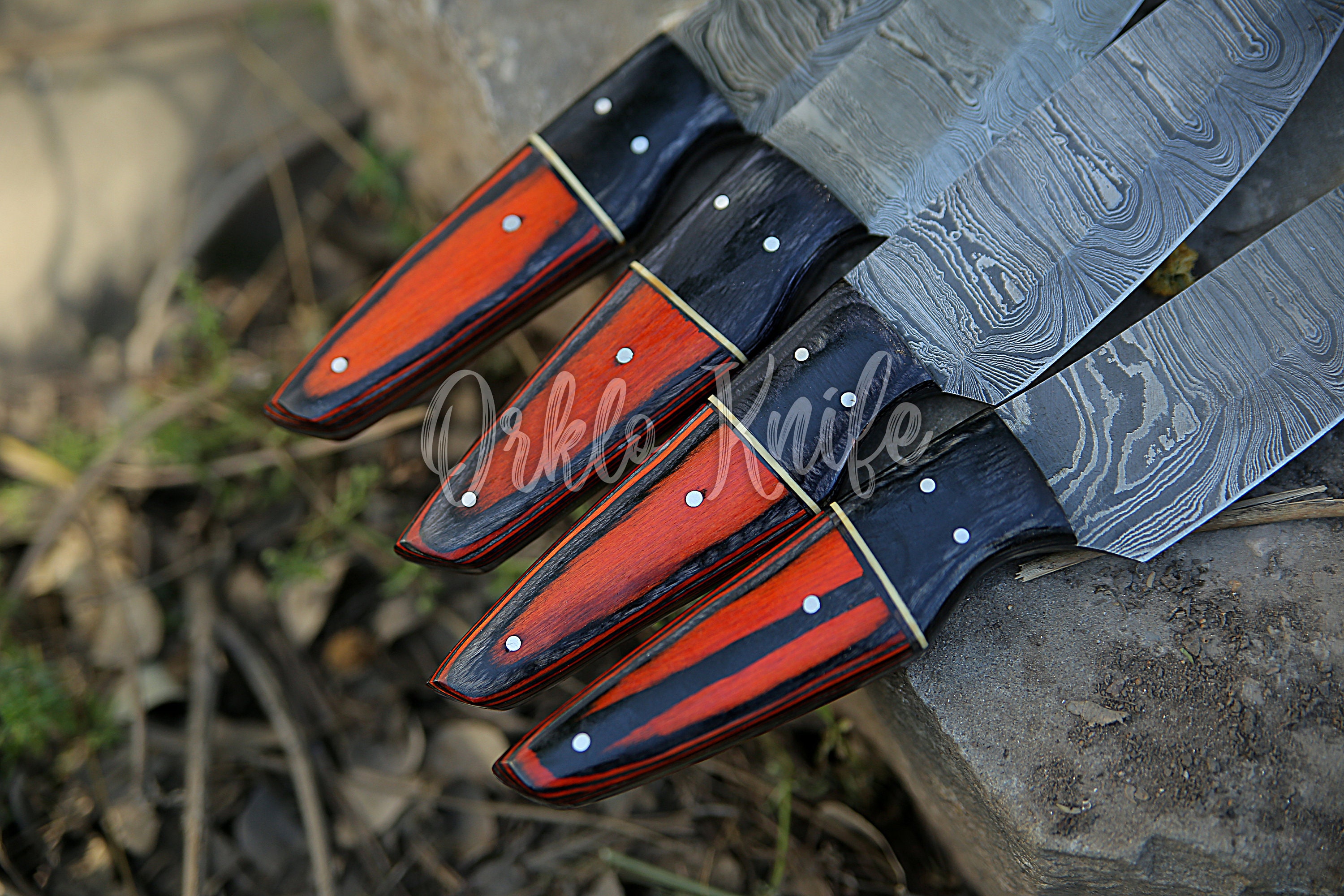 Wingbo 4 Piece Damascus Steel Steak Knife Set