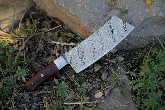 Handmade Damascus Chef Knife Big Chopper With Rosewood Handle Gift