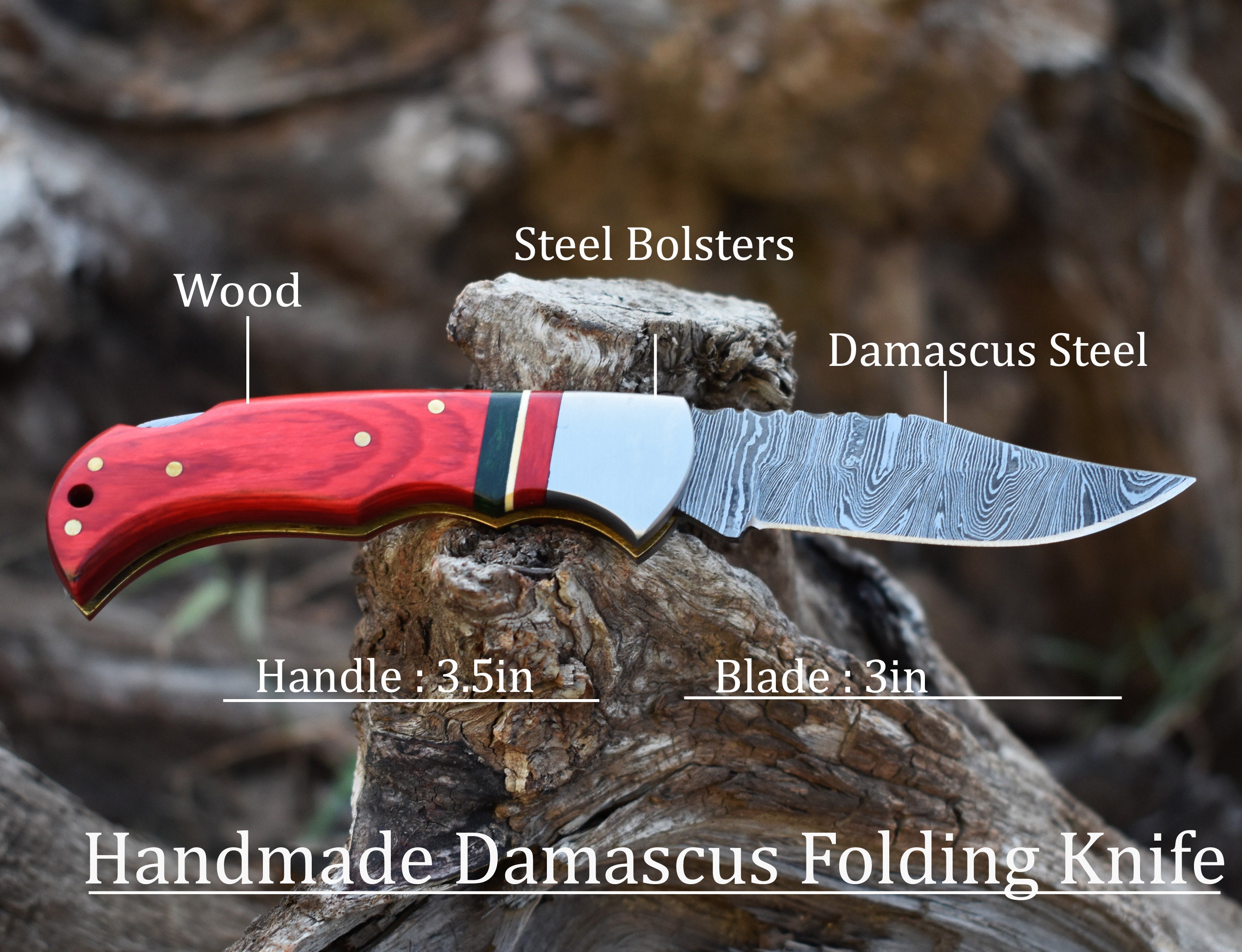 Handgemachtes Damast-Taschenmesser mit Olivenholzgriff, Geburtstagsgeschenk, Klappmesser, Bräutigamsmann-Geschenk, Jahrestag, Hochzeit, personalisiertes Geschenk für Männer