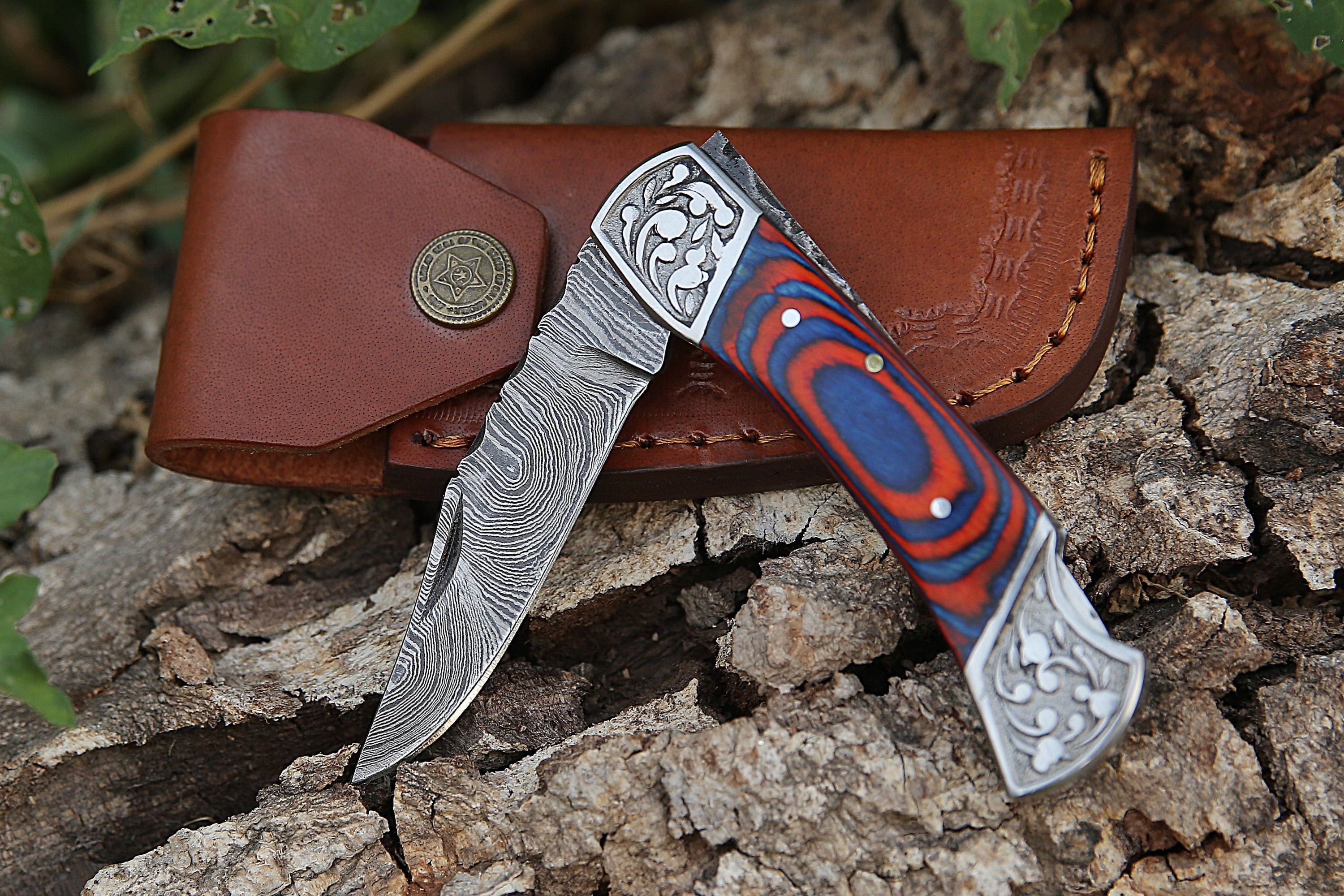 RK-372 Damascus Pocket knife for Men, Groomsmen