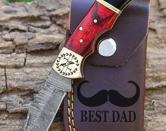 Personalized Handmade Pocket Knife Gift for HER Damascus Knife 10th Anniversary Birthday Gift for him Graduation Gift Wedding Groomsmen Gift