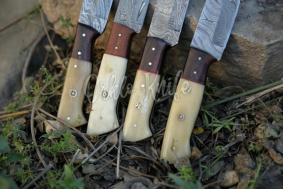 Handmade Damascus Chef Knife Set of 5 PCS Rosewood Handle Gift for Men  Birthday Anniversary Wedding Gift for Husband Gift for Dad & Son 