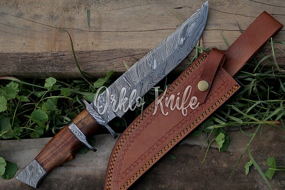Handmade Damascus Hunting Knife With Rosewood Handle Gift For Father Wedding Gift Bowie Knife Birthday Gift Anniversary Gift Camping knife